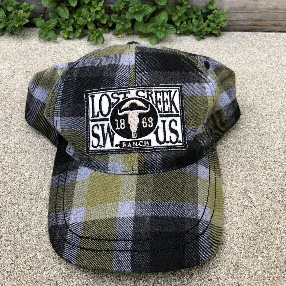ROUTE 66 LOST CREEK RANCH SW US Flannel Hat Snapback Green Adjustable Cap Mens​